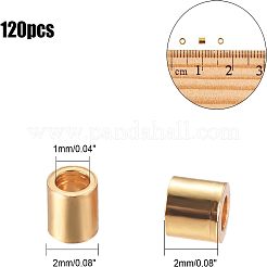 304ステンレススチールスペーサービーズ  コラム  ゴールドカラー  2x2mm  穴：1mm  120個/箱&nbsp;STAS-UN0008-24G