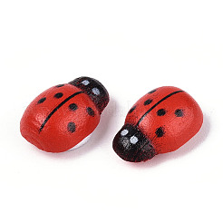 天然のスプレー塗装された粘着カボション  ビートル  レッド  12~12.5x8~8.5x5.5~6mm&nbsp;WOOD-N018-03A-01