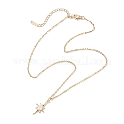 Brass Glass Star Pendant 304 Stainless Steel Cable Chain Necklaces for Women&nbsp;NJEW-JN05544