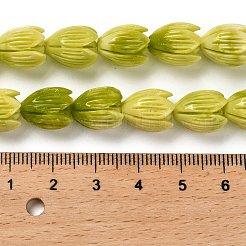 合成貝殻で染めた彫刻ビーズの連売り  花  ライム  12x10mm  穴：1.5mm  約26個/連  12.20''（31センチメートル）&nbsp;SHEL-K007-08C-04