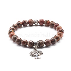Natural Mixed Stone Round Beads Stretch Bracelet for Girl Women&nbsp;BJEW-JB06930