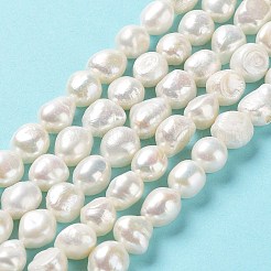 天然養殖淡水パールビーズ連売り  両面研磨  グレード3 A  貝殻色  9~11x9~10x7~8mm  穴：0.6mm  約34~35個/連  13.98''（35.5~36.5センチメートル）&nbsp;PEAR-Z002-12