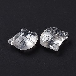ガラスビーズ  ジュエリー作りのための  猫  銀  12.5x14x6.5mm  穴：1mm&nbsp;X-GLAA-G079-02J