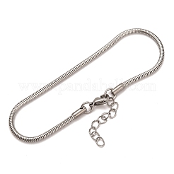 変色しない304ステンレススチールブレスレット  ステンレス鋼色  8インチ（20.2cm）&nbsp;BJEW-O186-08B-P