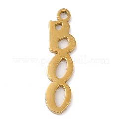 ハロウィン 201 ステンレス ペンダント  レーザー切断  単語ブーチャーム  ゴールドカラー  21x5.5x1mm  穴：1.5mm&nbsp;STAS-D053-14G