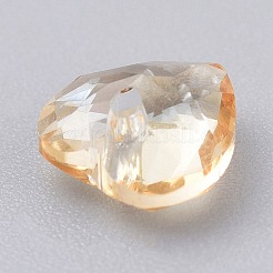ガラスラインストーンチャーム  多面カット  ハート  黄金の影  8x8x4mm  穴：1mm&nbsp;RGLA-A024-F02-001GS