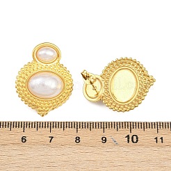 304 Stainless Steel ABS Plastic Imitation Pearl Oval Stud Earrings&nbsp;EJEW-Z141-01G
