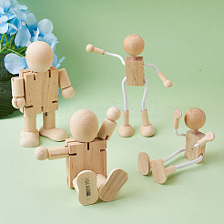 未完成の空白の木製ロボットおもちゃ  DIYの手塗りの工芸品のため  湯通しアーモンド  112x106x37mm  10個/セット&nbsp;AJEW-TA0001-03
