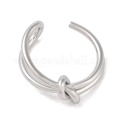 Non-Tarnish Simple Knotted 304 Stainless Steel Open Cuff Ring for Women Men&nbsp;RJEW-Z038-04P
