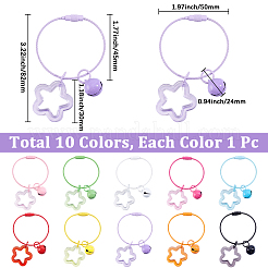 10個 10色の星とベルのアクリルと合金のペンダントデコレーション  バッグの飾りに  ミックスカラー  82mm  1pc /カラー&nbsp;HJEW-BBC0001-40A