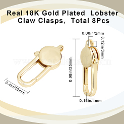 真鍮ロブスタークロウクラスプ8個。  オーバル  18KGP本金メッキ  25x10x4mm  穴：3x2mm&nbsp;KK-CN0002-38