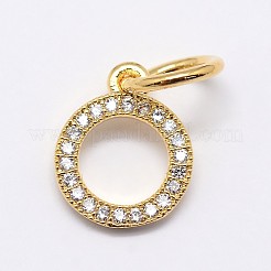 CZ真鍮マイクロパヴェキュービックジルコニアサークルチャーム  ミックスカラー  11x9x2mm  丸カン：5x0.8ミリ&nbsp;ZIRC-L018-11