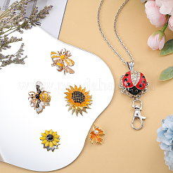 DIY 交換可能な花と蜂のオフィス用ストラップ ID バッジホルダーネックレス作成キット  合金ジュエリーのスナップボタンとスナップキーホルダーの作成を含む  304ステンレススチールアズキチェーンネックレス  ミックスカラー  8個/箱&nbsp;DIY-SC0022-01