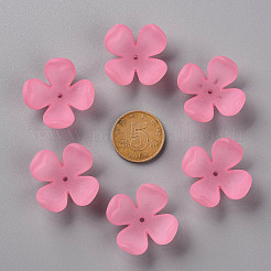つや消しアクリルビーズキャップ  4花びら  花  ショッキングピンク  27x27x11mm  穴：1.8mm  約276個/500g&nbsp;MACR-S371-06A-704