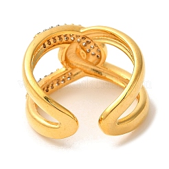 Brass Micro Pave Cubic Zirconia Cuff Rings for Women&nbsp;RJEW-G325-11B-GP