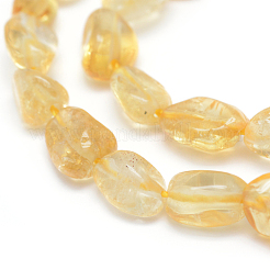 天然石シトリンビーズ連売り  タンブルストーン  ナゲット  6~10x5~6.5x3~6mm  穴：1mm  約15.55インチ（39.5cm）&nbsp;G-P331-03A