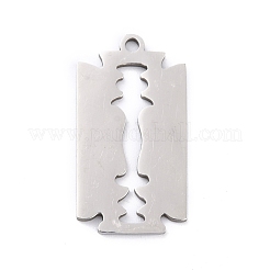 変色しない201ステンレススチールペンダント  かみそりの刃の形  ステンレス鋼色  26.5x14x1mm  穴：1.6mm&nbsp;STAS-K003-09P
