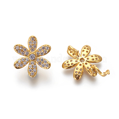 Brass Micro Pave Cubic Zirconia Brass Twister Clasps&nbsp;ZIRC-J021-36G-RS