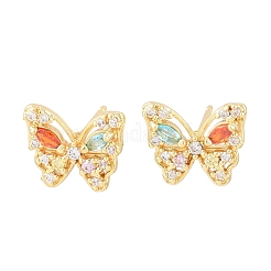 Brass Micro Pave Cubic Zirconia Stud Earrings for Women&nbsp;KK-A305-09G-03