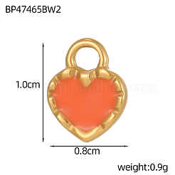 304ステンレススチールエナメルチャーム  ハート  イオンプレーティング（ip）  18KGP本金メッキ  ミックスカラー  10x8mm&nbsp;STAS-OY009-45G