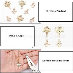 20Pcs 2 Style Rack Plating Brass Micro Pave Clear Cubic Zirconia Pendants&nbsp;KK-FH0004-22