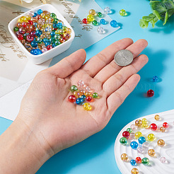 528個12スタイル電気メッキ透明ガラスビーズ  ABカラーメッキ  ラウンド  ミックスカラー  6~8.5mm  穴：1.4~1.5mm&nbsp;GLAA-TA0002-31