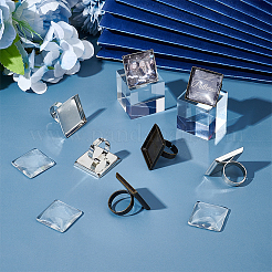 DIY Blank Square Adjustable Ring Making Kit&nbsp;DIY-UN0005-64