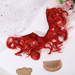 PPドールウィッグロングカーリーヘア  DIYの女の子のためのbjdメイキングアクセサリー  レッド  1000x150~160x1mm&nbsp;DIY-WH0591-249C-26