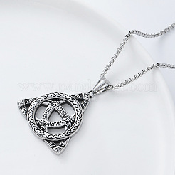 Vintage Viking Trinity Knot 304 Stainless Steel Pendant Box Chain Necklaces for Men&nbsp;KA7210