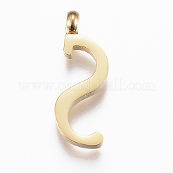 304ステンレスペンダント  頭文字  文字.s  ゴールドカラー  18x6.5x2mm  穴：2mm&nbsp;STAS-F129-S-G