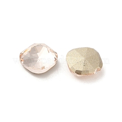 ガラスラインストーンカボション  ポイントバック＆バックメッキ  多面カット  正方形  ライトピーチ  7x7x3mm&nbsp;RGLA-P037-07B-D261