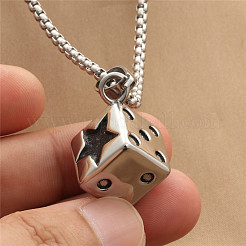 Punk Style 316L Surgical Stainless Steel Star Dice Pendant Necklaces for Men&nbsp;WGC2296-01