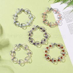 女性のための合金ハート ビーズ ストレッチ ブレスレットと天然宝石  内径：2-1/8インチ（5.5cm）&nbsp;BJEW-JB09080