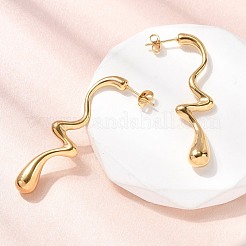304 Stainless Steel Irregular Teardrop Stud Earrings&nbsp;EJEW-P330-02G