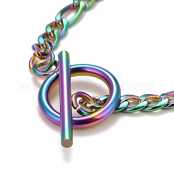 Ion Plating(IP) Rainbow Color 304 Stainless Steel Chain Bracelets for Women or Men&nbsp;BJEW-A039-03MC