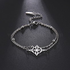 ノット304ステンレススチール製チェーン6-3/4連ブレスレット  女性用リンクブレスレット  ステンレス鋼色  17インチ（[2]cm）&nbsp;FS-WG17F44-02