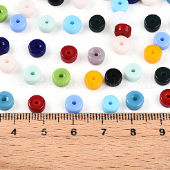 不透明色のガラスシードビーズ  フラットラウンド  ミックスカラー  6~6.5x3~3.5mm  穴：1.2~1.6mm  約1955個/ポンド&nbsp;SEED-N007-P4x6mm-B02