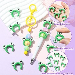 カエル耳シリコンフォーカルビーズ20個  DIYの看護ネックレス用  グリーン  24x31x9mm  穴：2mm&nbsp;SIL-CJ0002-83B