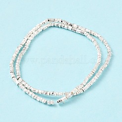 電気メッキ磁気無し合成ヘマタイトビーズ連売り  六角  銀メッキ  2x2.5x0.3mm  穴：0.8mm  約370個/連  16.22インチ（41.2cm）&nbsp;G-G849-06S