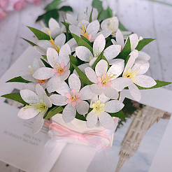 不織布素材パッケージ1セット  花  ホワイト  321x175x0.6mm  穴：4.5mm&nbsp;DIY-SC0032-33A