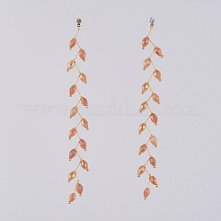 Electroplate Glass Beads Dangle Stud Earrings&nbsp;EJEW-JE03820-03