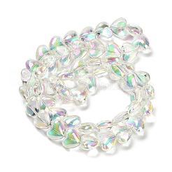 電気メッキガラスビーズセット  ハート  甘露  12.2x15x8mm  穴：1mm  約50個/連  23.62''（60センチメートル）&nbsp;X-EGLA-B008-01A-HR01
