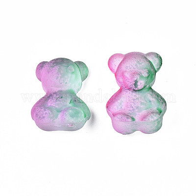 クリアアクリルカボション  ツートン  クマ  ミディアムシーグリーン  17x13x7mm&nbsp;TACR-N006-15A-02-1