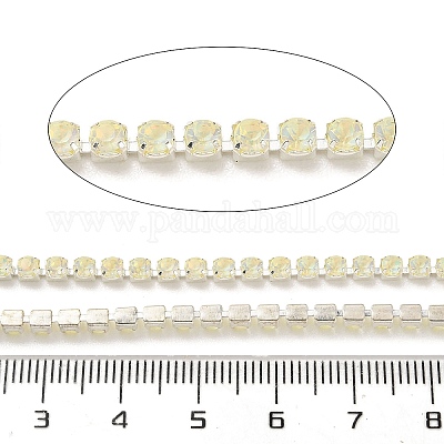 鉄ラインストーンカップチェーン  スプールで  銀  黄水仙  3x3x2.5mm  約10ヤード/ロール&nbsp;CH-A008-02B-1