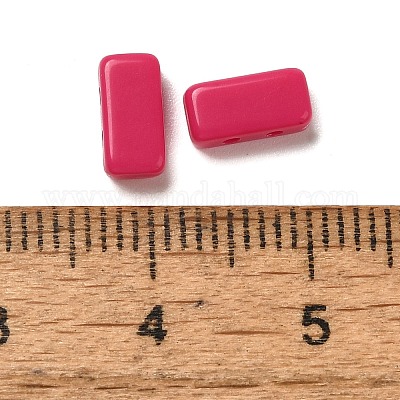 不透明なアクリルビーズ  長方形  フクシア  8x4x3mm  穴：1mm&nbsp;OACR-M018-02B-1
