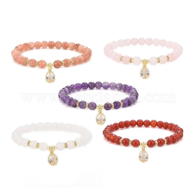 Gemstone Teardrop Brass Bracelet