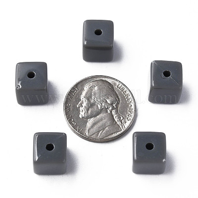 不透明なアクリルビーズ  キューブ  グレー  10.5x9.5x9.5mm  穴：2mm  約490個/500g&nbsp;MACR-S373-148-A03-1