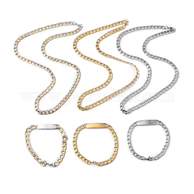 Wholesale 201 Stainless Steel Curb Chain Necklace Rectangle Link