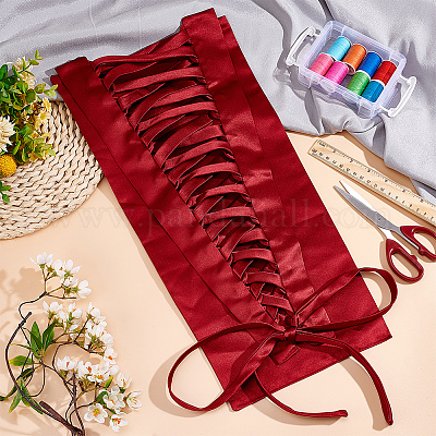 corset kit for dress Satin Corset Back Kit Wedding Dress Zipper Replacement Adjustable Fit Corset Kit Loops Dark Red Lace-up Back Kit for Formal Prom Dress Strap, Women's,