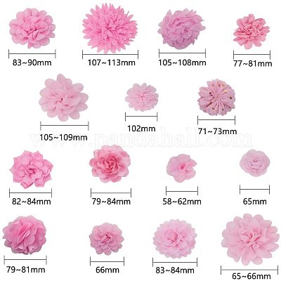 手作りファブリック服飾材料パーツ 布の花 ピンク 14個/セットの通販